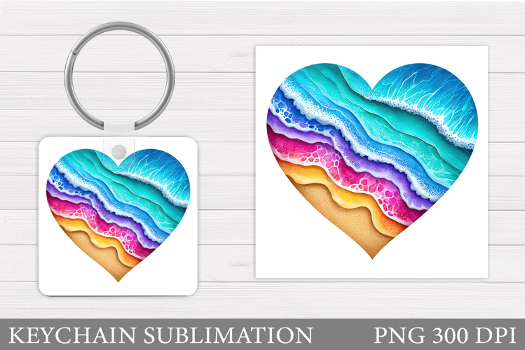 Heart Keychain Design. Valentine Keychain Sublimation