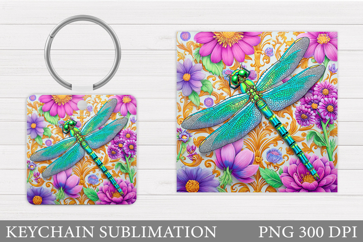 Dragonfly Keychain Design. Summer Keychain Sublimation
