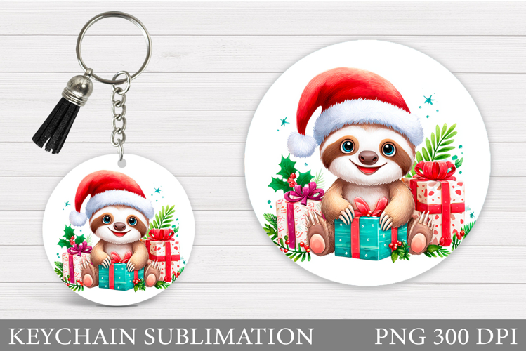 Christmas Sloth Keychain. Sloth Christmas Keychain Design