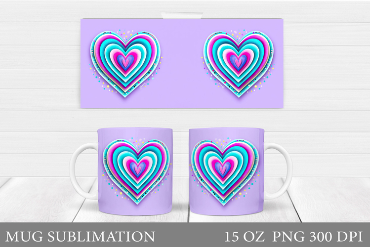 Hearts Mug Design. Valentines Mug Sublimation