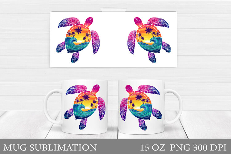 Turtle Mug Sublimation. Sea Turtle Mug Design example image 1