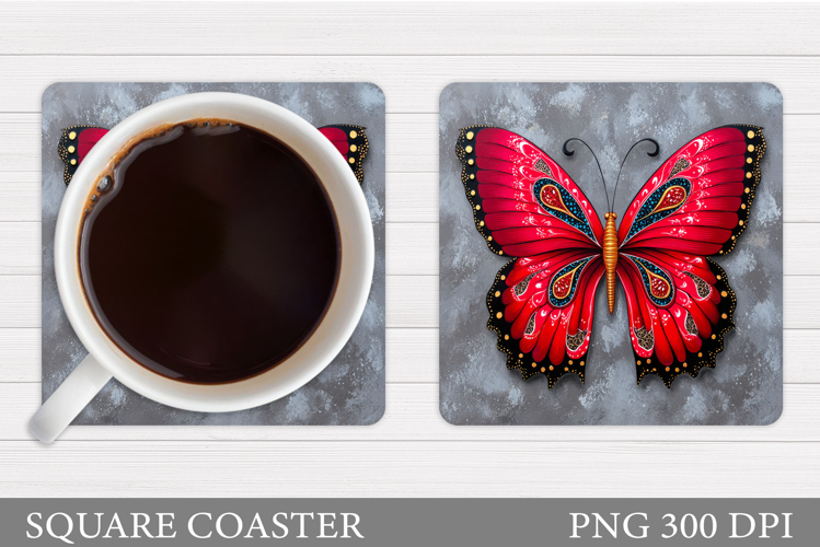 Butterfly Coaster Design. Butterfly Square Coaster