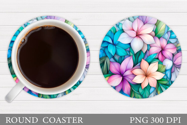 Flowers Coaster Sublimation. Floral Coaster Design example image 1