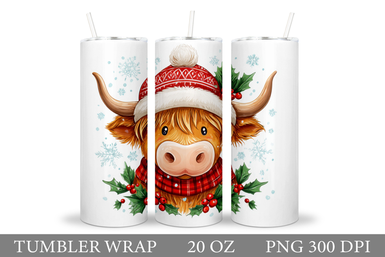 Christmas Cow Tumbler Design. Christmas Tumbler Sublimation