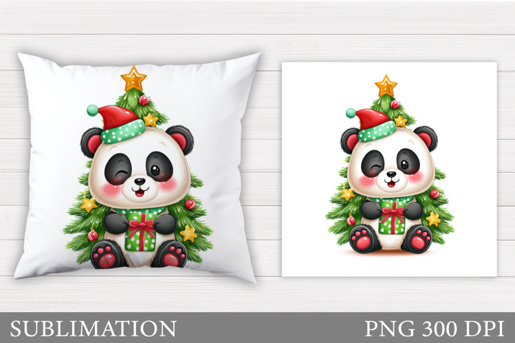 Christmas Panda Pillow Design. Christmas Pillow Sublimation