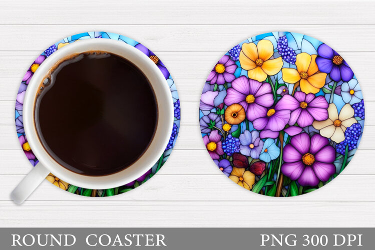 Wildflowers Coaster Design. Floral Coaster Sublimation example image 1