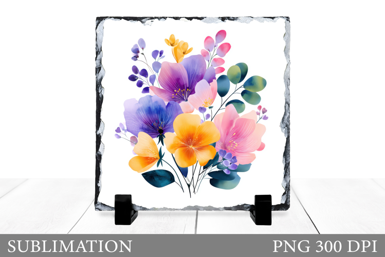 Flowers Slate Sublimation. Floral Sublimation