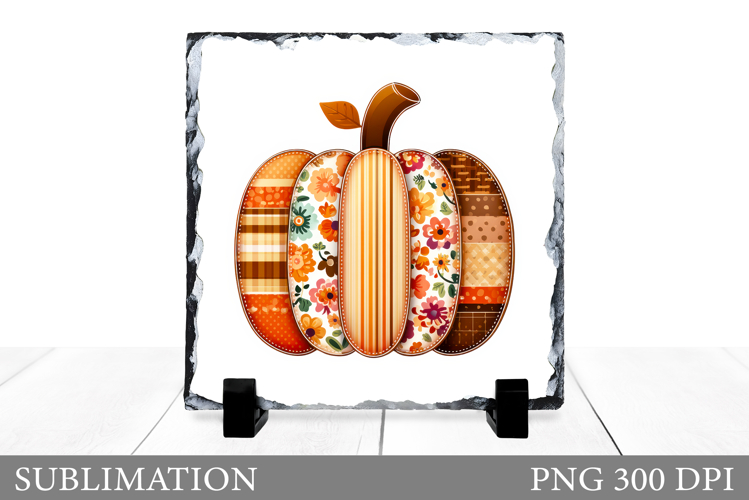 Patchwork Pumpkin Slate Design. Pumpkin Sublimation