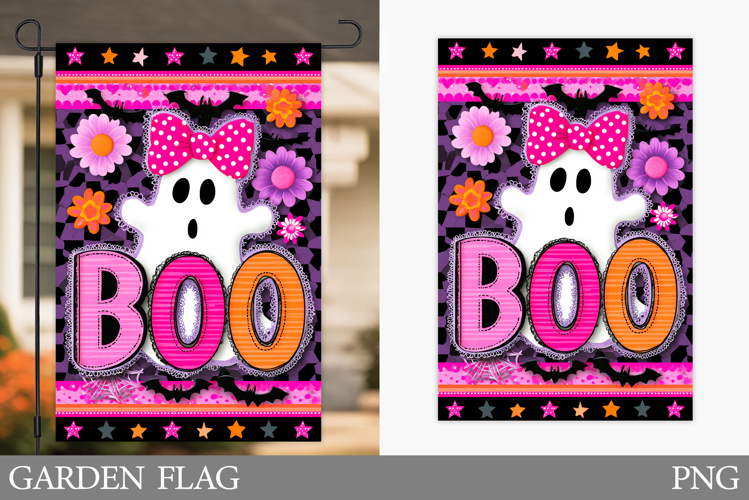 Boo Garden Flag Sublimation. Halloween Garden Flag Design