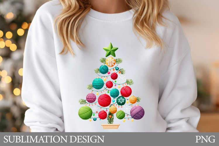 Yarn Christmas Tree T-Shirt. Christmas Tree Sublimation