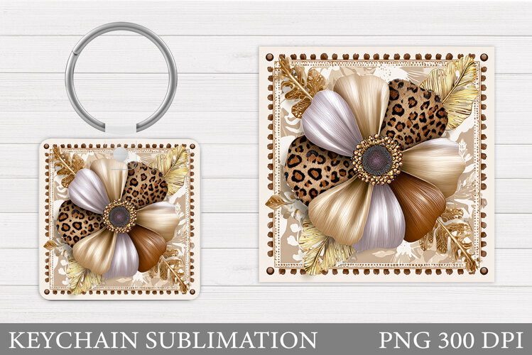Flowers Keychain Sublimation. Floral Keychain Design example image 1