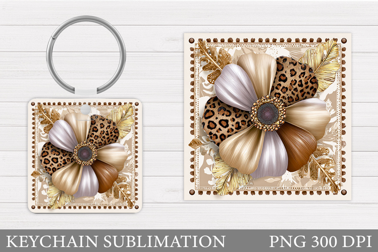 Flowers Keychain Sublimation. Floral Keychain Design