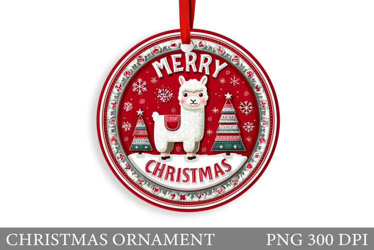 Cute Lama Christmas Ornament. Christmas Ornament Design
