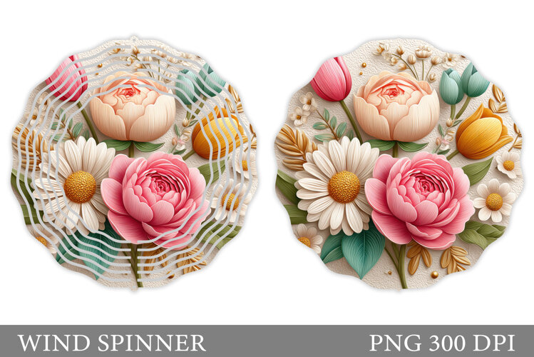 Flowers Wind Spinner Design. Floral Wind Spinner Sublimation example image 1