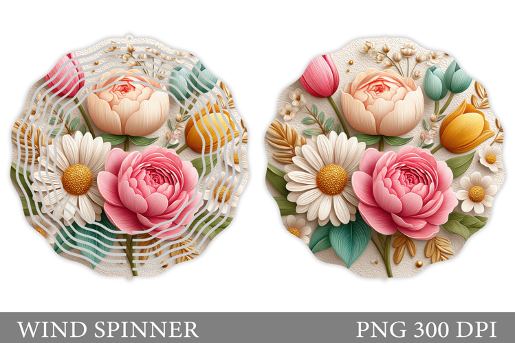Flowers Wind Spinner Design. Floral Wind Spinner Sublimation
