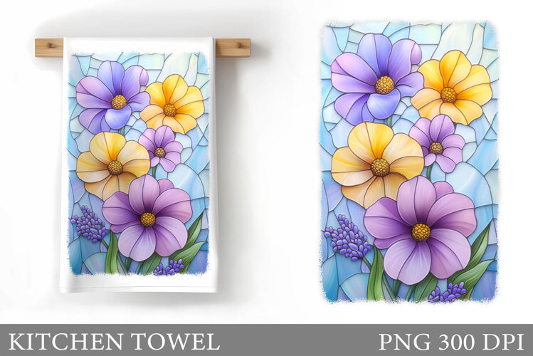 Flowers Kitchen Towel. Floral Kitchen Towel Design example image 1