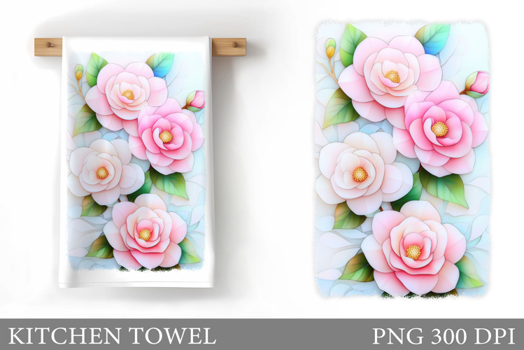 Flowers Kitchen Towel Design. Kitchen Towel Sublimation