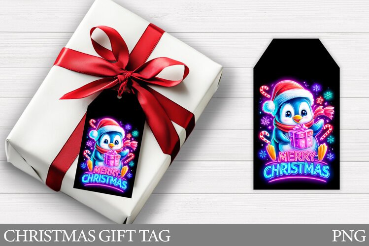 Christmas Penguin Gift Tag. Christmas Gift Tag Design example image 1