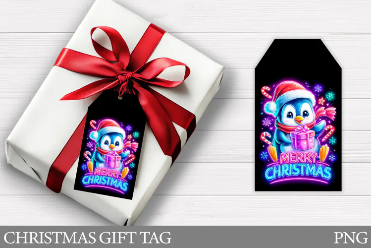 Christmas Penguin Gift Tag. Christmas Gift Tag Design