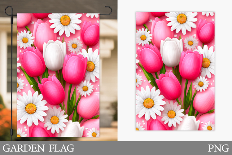 Tulips Garden Flag Sublimation. Flowers Garden Flag Design