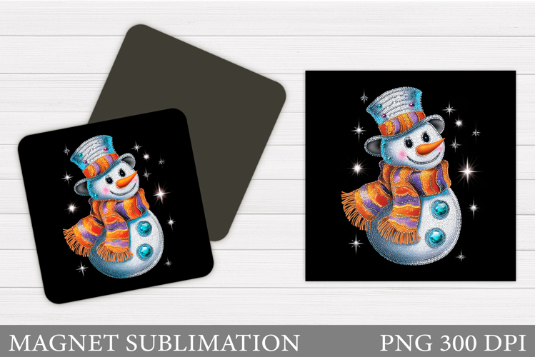 Snowman Magnet Sublimation. Cute Snowman Square Magnet