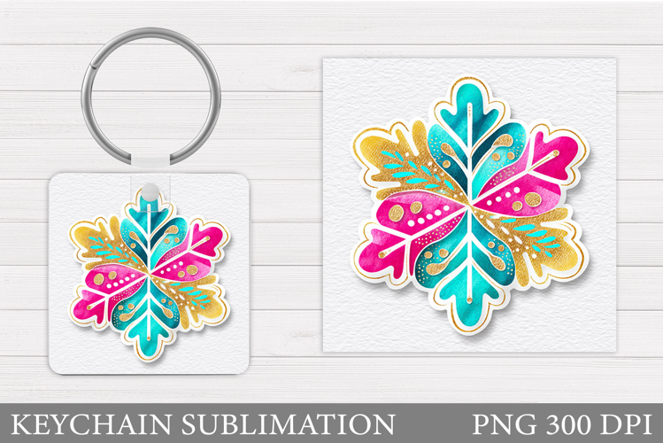 Snowflake Keychain Sublimation. Winter Keychain Design