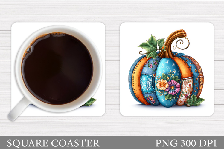 Patchwork Pumpkin Coaster. Fall Coaster Sublimation