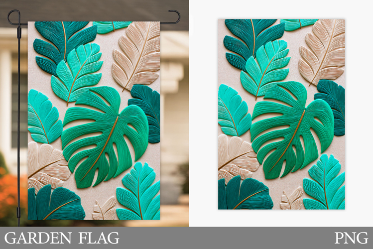 Tropical Garden Flag Design. Tropical Leaves Garden Flag