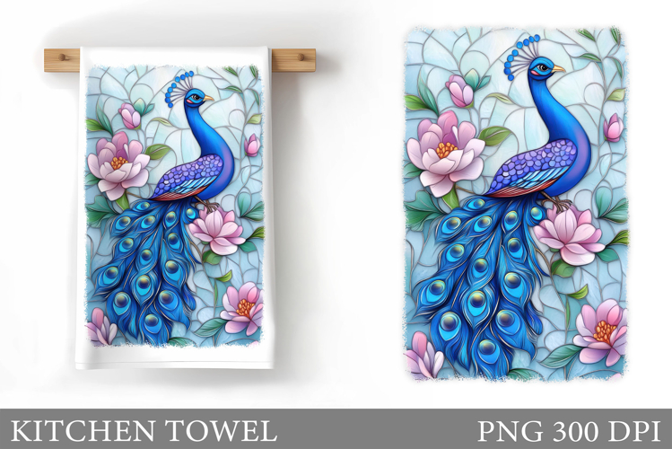 Peacock Kitchen Towel Design. Peacock Sublimation