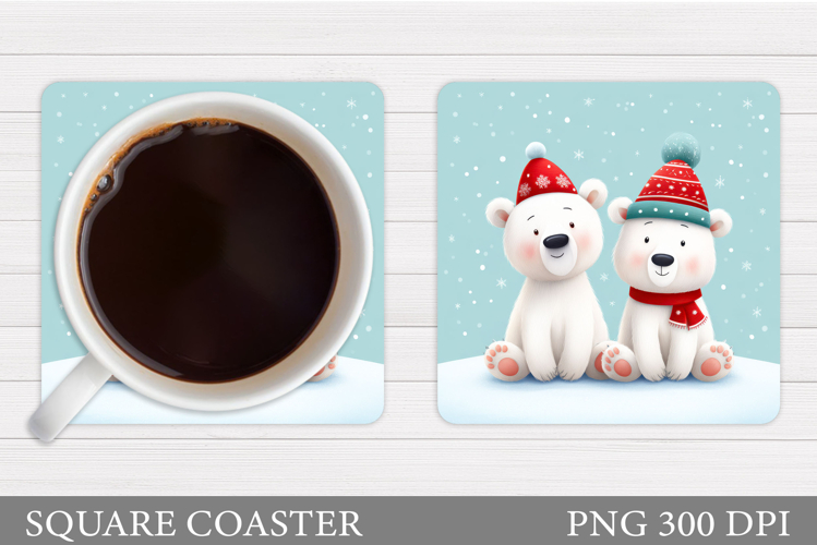 Christmas Bear Coaster Design. Christmas Coaster Sublimation