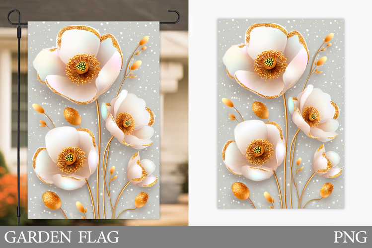 Flowers Garden Flag Sublimation. Floral Garden Flag Design