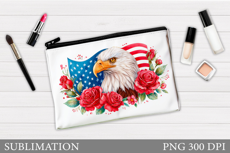 Patriotic Eagle Makeup Bag. Patriotic Cosmetics Bag Design example image 1