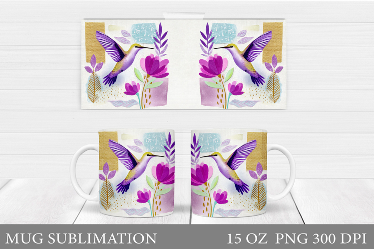 Hummingbird Mug Design. Flowers Mug Sublimation