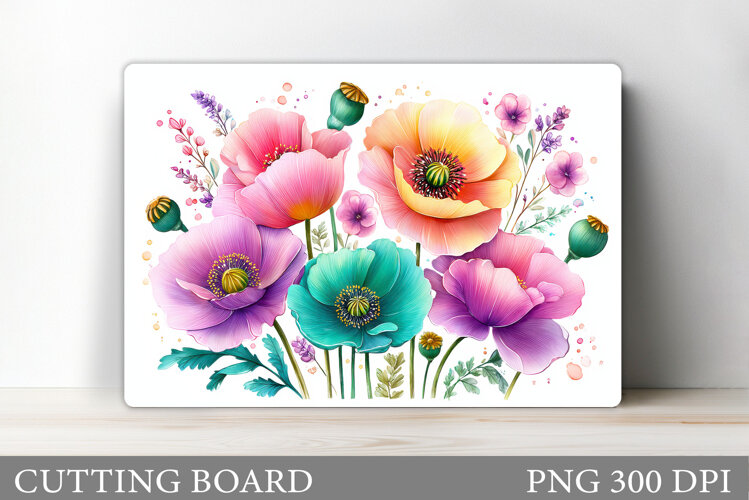 Flowers Cutting Board Sublimation. Wildflowers Cutting Board example image 1