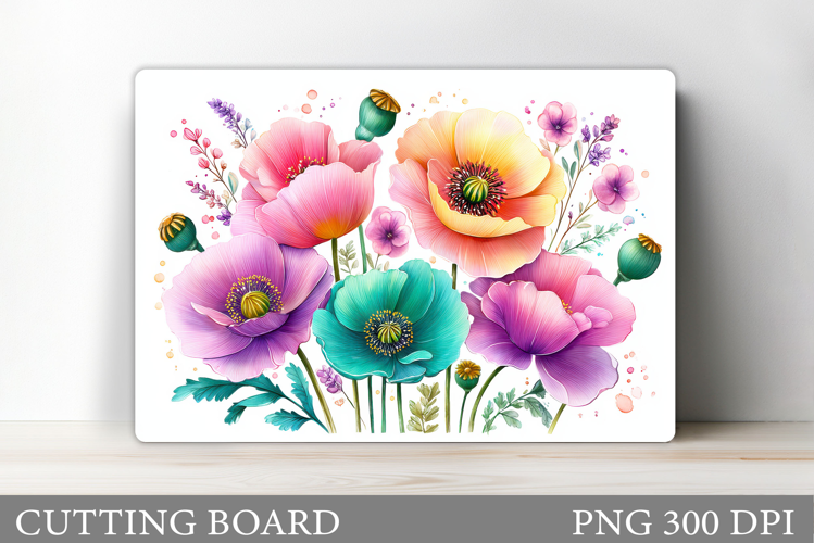 Flowers Cutting Board Sublimation. Wildflowers Cutting Board