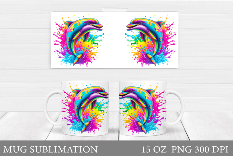 Dolphin Mug Wrap Design. Dolphin Sublimation