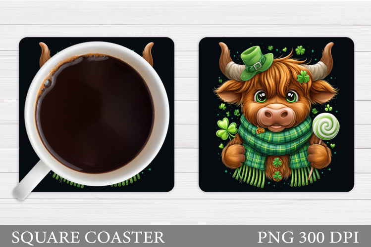 St Patrick Cow Coaster Design. St Patrick Cow Sublimation