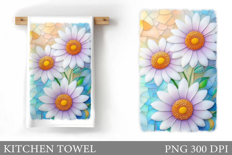 Daisy Flowers Kitchen Towel. Kitchen Towel Sublimation