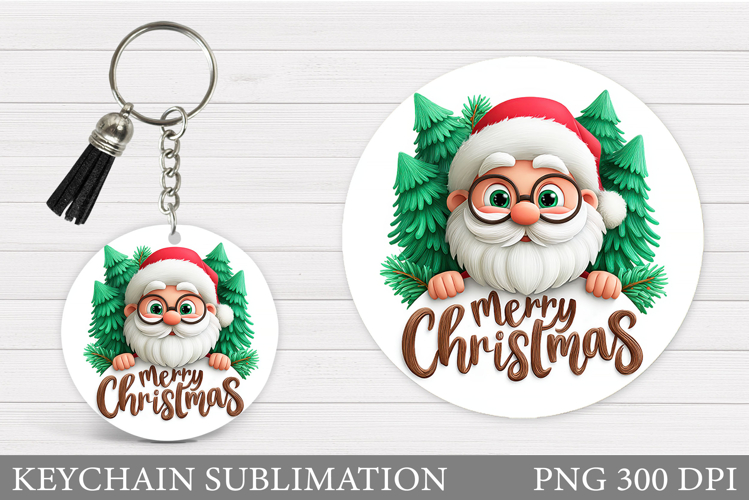 Cute Santa Claus Keychain Design. Santa Claus Sublimation