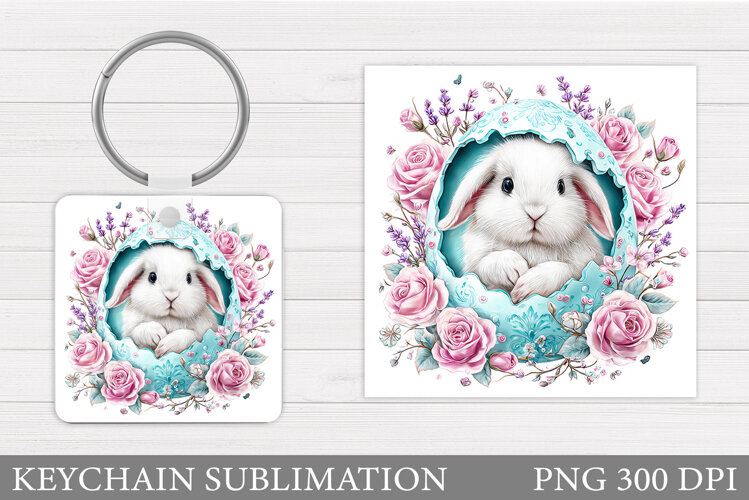 Easter Bunny Keychain Design. Easter Keychain Sublimation example image 1