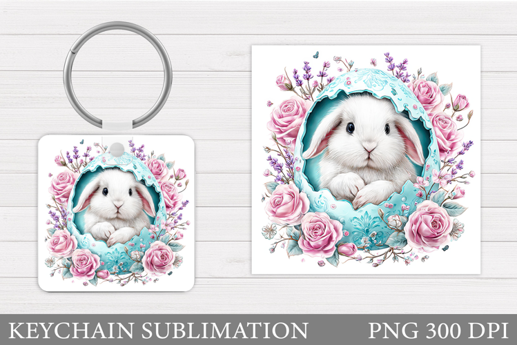 Easter Bunny Keychain Design. Easter Keychain Sublimation