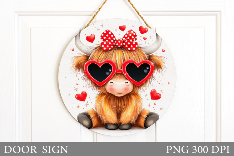 Valentines Cow Door Sign. Valentines Door Sign Sublimation