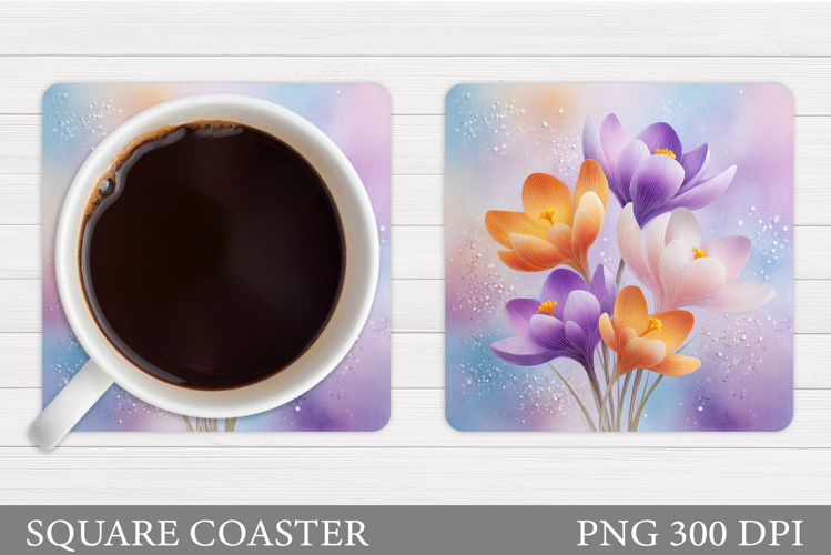 Flowers Crocus Coaster. Spring Flowers Coaster Sublimation