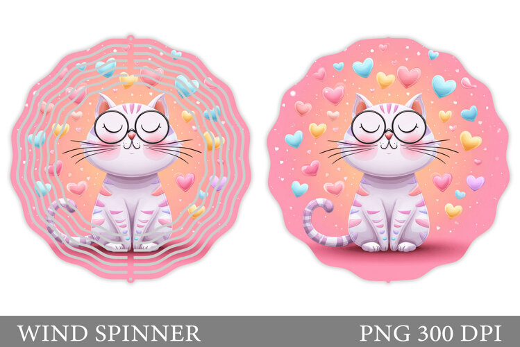 Valentines Cat Wind Spinner. Valentines Wind Spinner Design example image 1