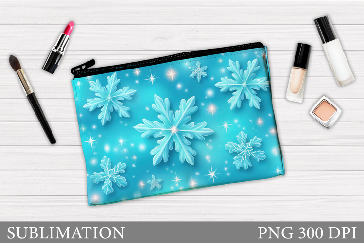 Snowflakes Makeup Bag. Christmas Makeup Bag Sublimation