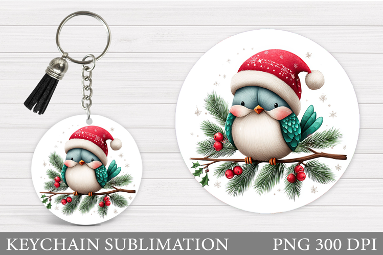 Christmas Bird Keychain. Christmas Keychain Sublimation