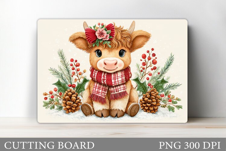 Christmas Cow Cutting Board. Christmas Cutting Board example image 1