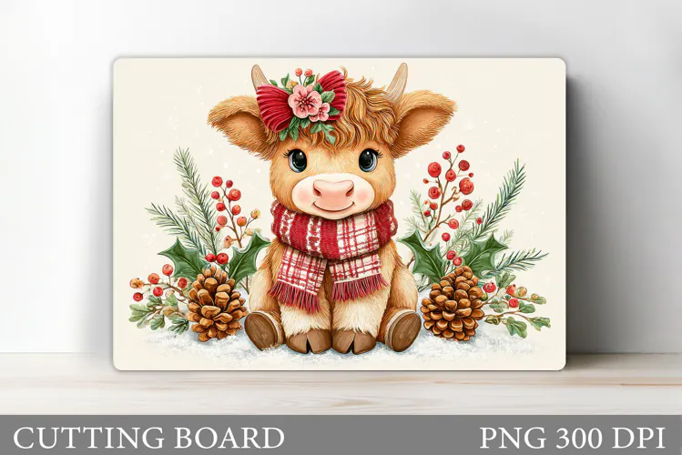 Christmas Cow Cutting Board. Christmas Cutting Board
