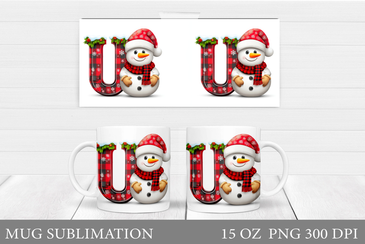Christmas Letter U Sublimation. Christmas Mug Design