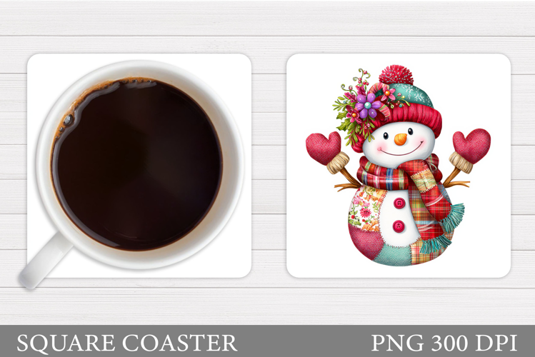 Cute Snowman Coaster Design. Christmas Coaster Sublimation